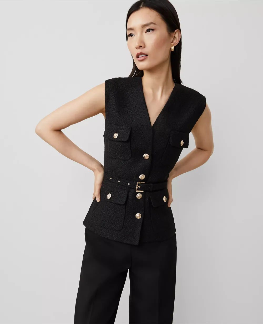 Tweed Belted Vest