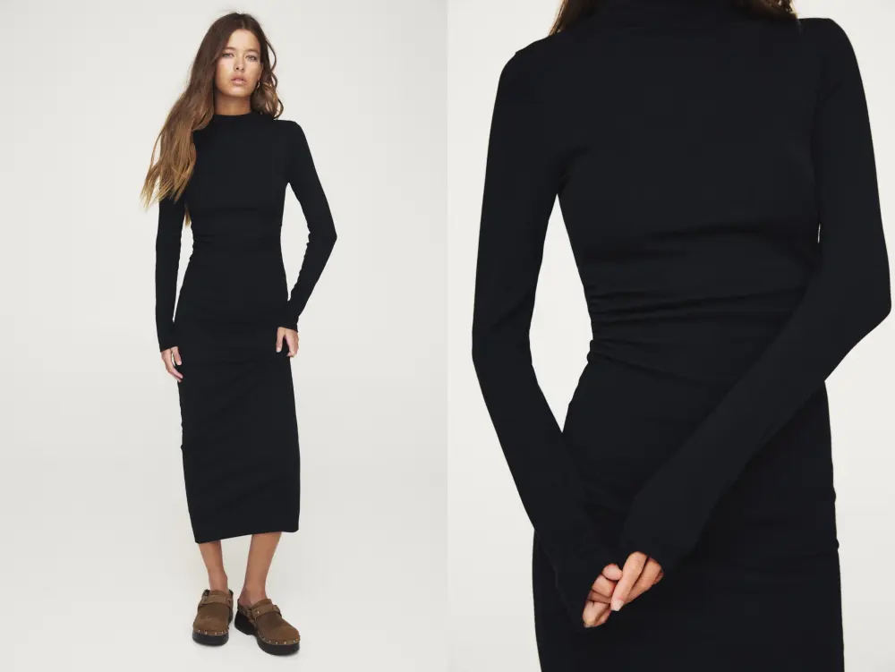 Vestido midi manga larga
