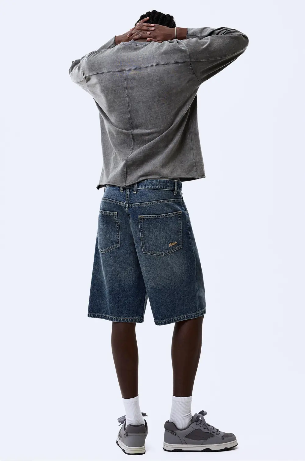 Baggy denim Bermuda shorts