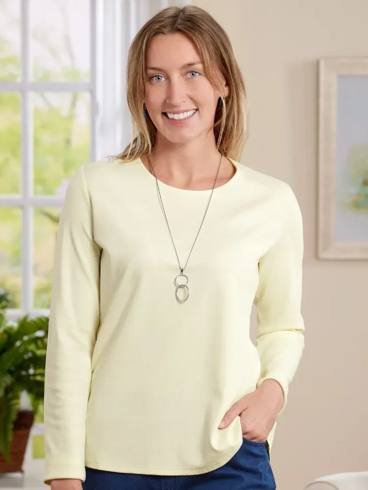 Women's USA Cotton Crewneck Long-Sleeve Tee