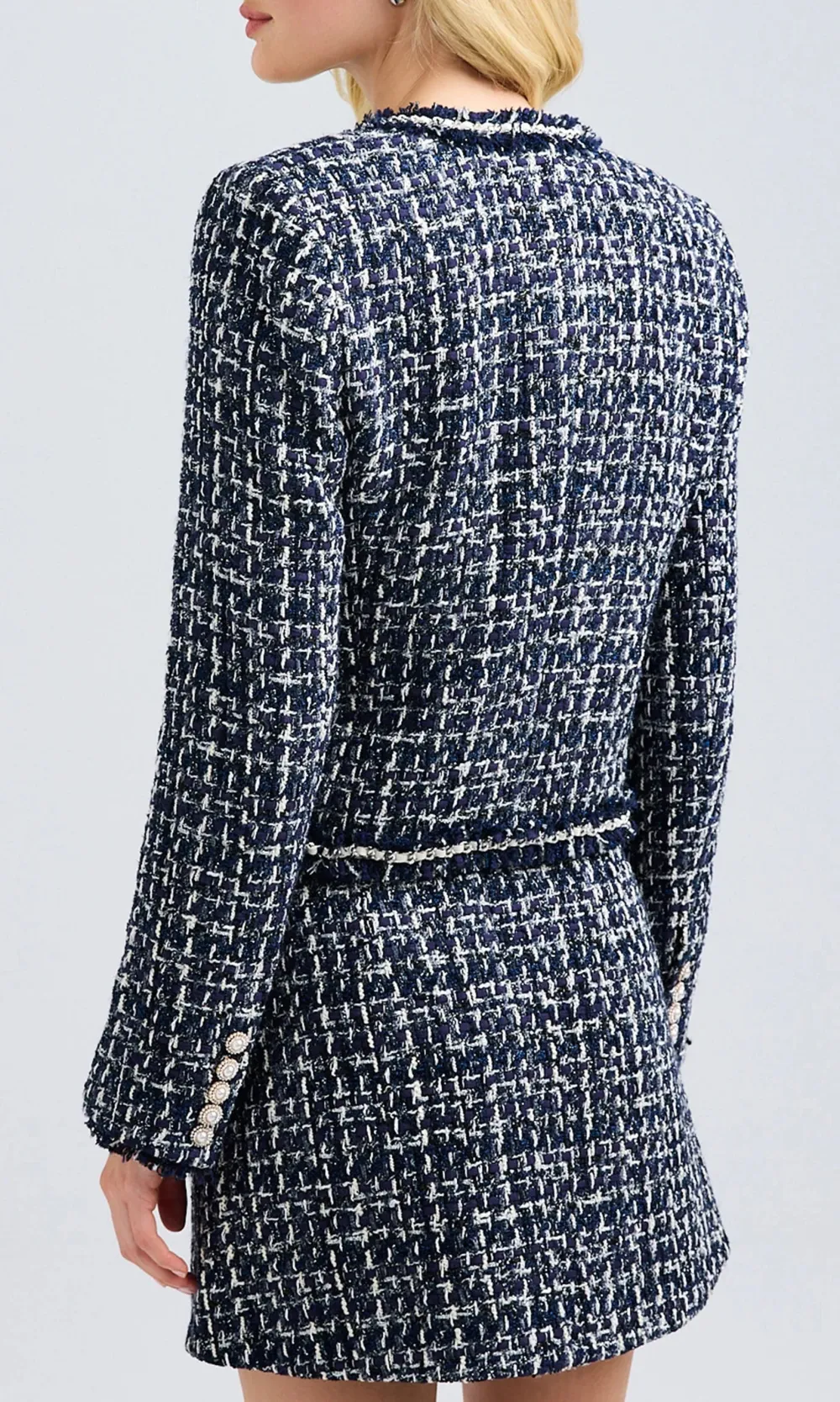 Betsy Buttoned Tweed Blazer
