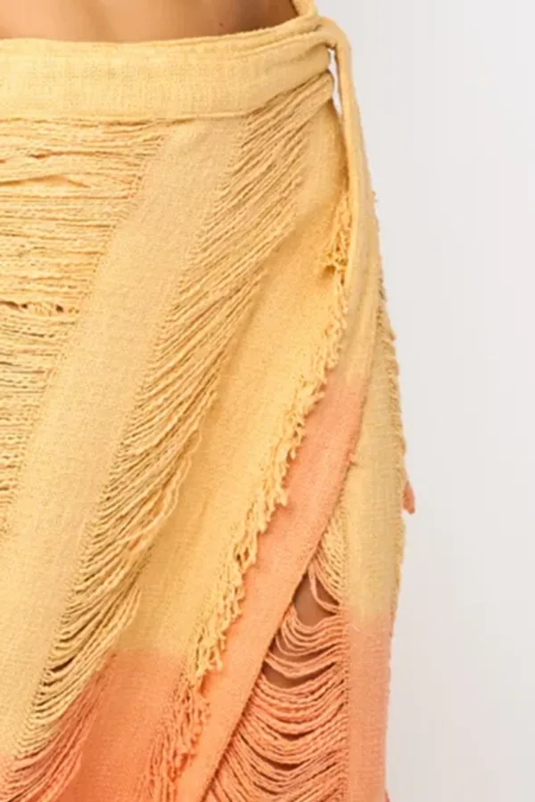 Orange Ombre Lace Trimmed Maxi Skirt