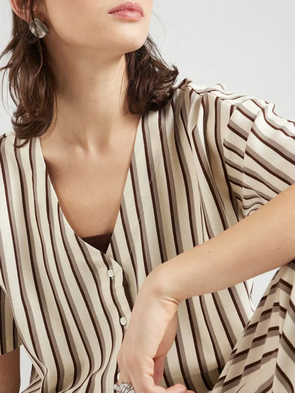 Striped Short Sleeve Blouses