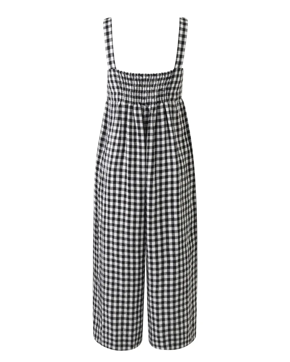 BLACK & WHITE GINGHAM LINEN JUMPSUIT