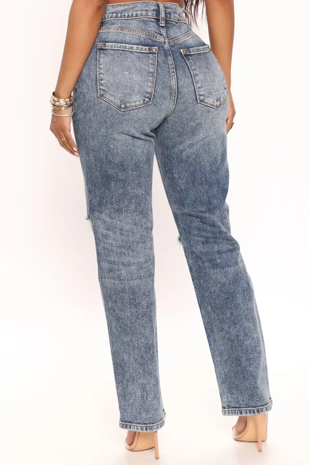 We're Better Together Distressed Boyfriend Jeans - Medium Blue Wash