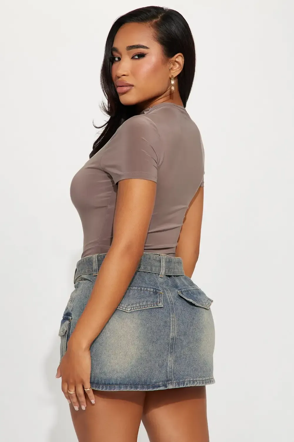 Keilani Short Sleeve Bodysuit - Mocha