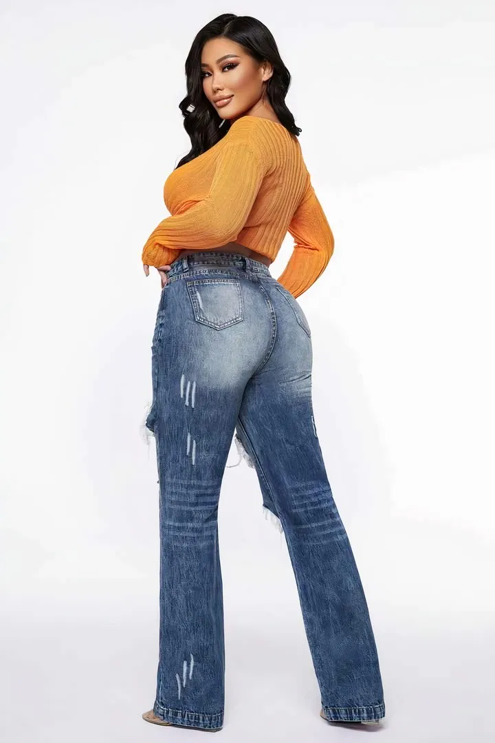 90s Vintage Cut Out High Waist Straight Leg Baggy Jeans
