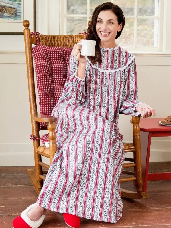 Lanz Classic Tyrolean Cotton Flannel Nightgown, 54 Inch