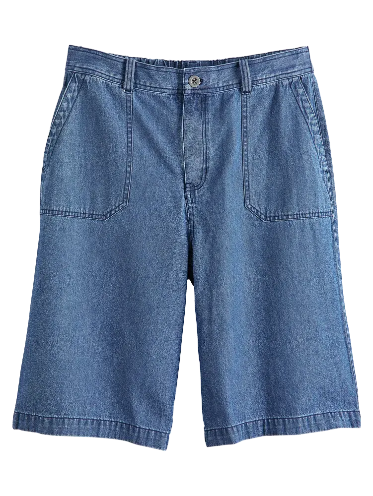 Women's Wide-Leg Cotton Denim Walking Shorts