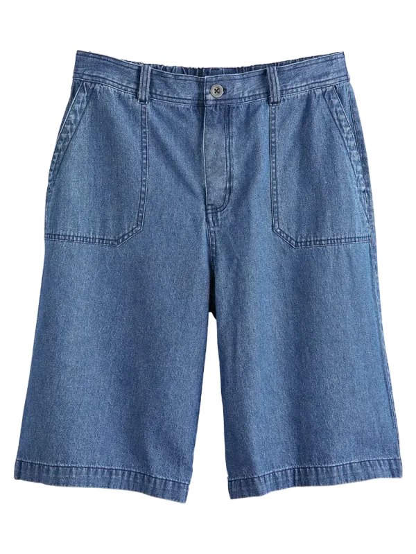 Women's Wide-Leg Cotton Denim Walking Shorts
