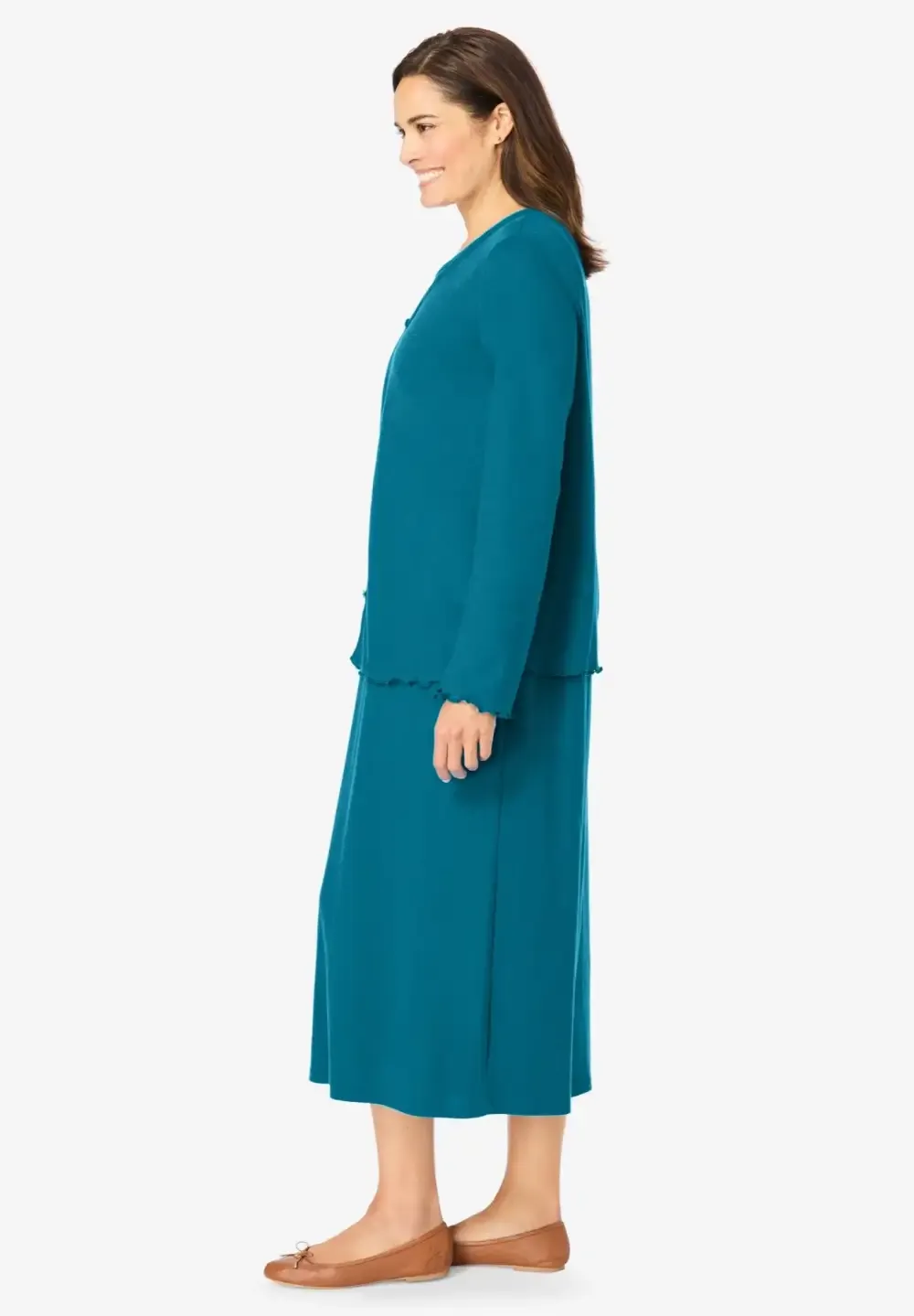 Lettuce Trim Knit Jacket Dress