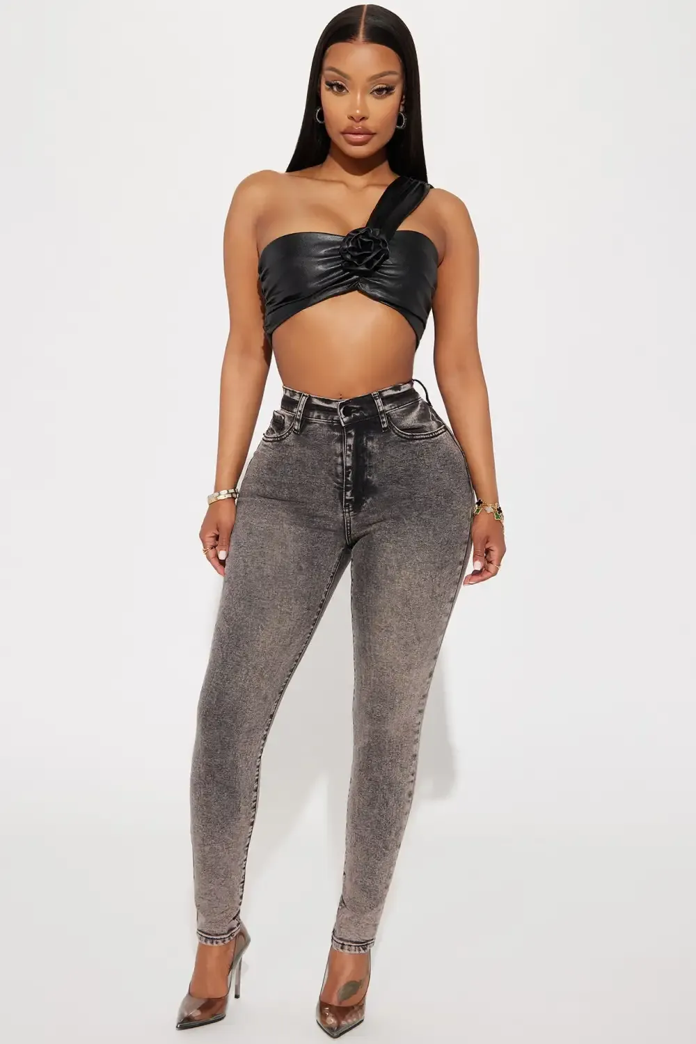 Raquel Sculpting Stretch Skinny Jeans - Acid Wash Black