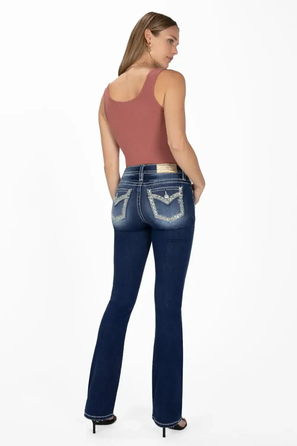 Aztec Stitch Border Bootcut Jeans