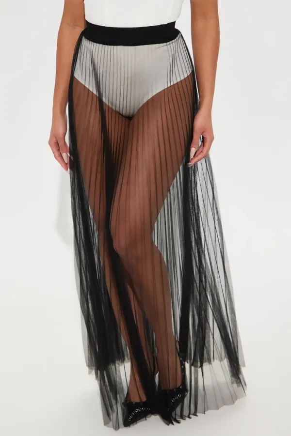 If You Get It Sheer Maxi Skirt - Black
