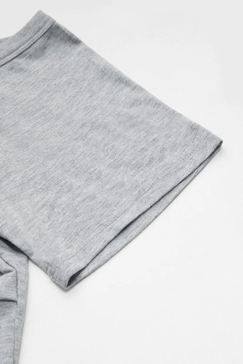 Solid Pleated Button Decor Asymmetrical Neck T-Shirt