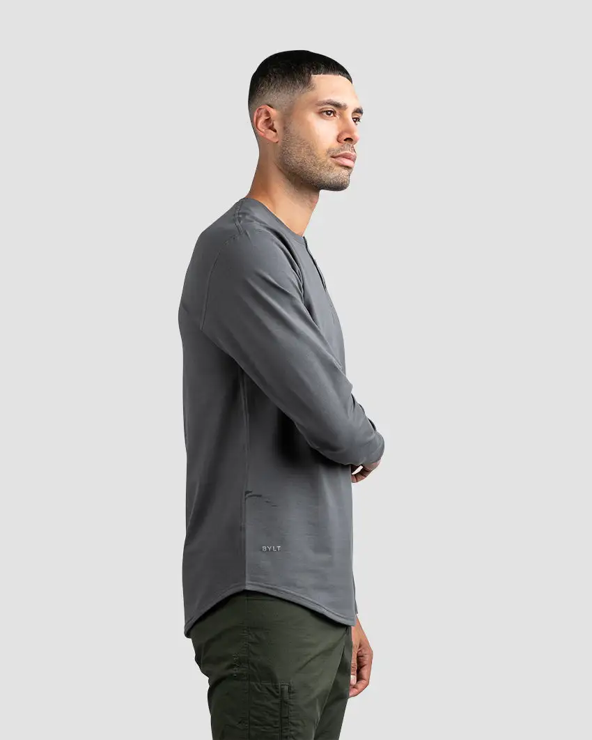 Henley Drop-Cut Long Sleeve: Lux