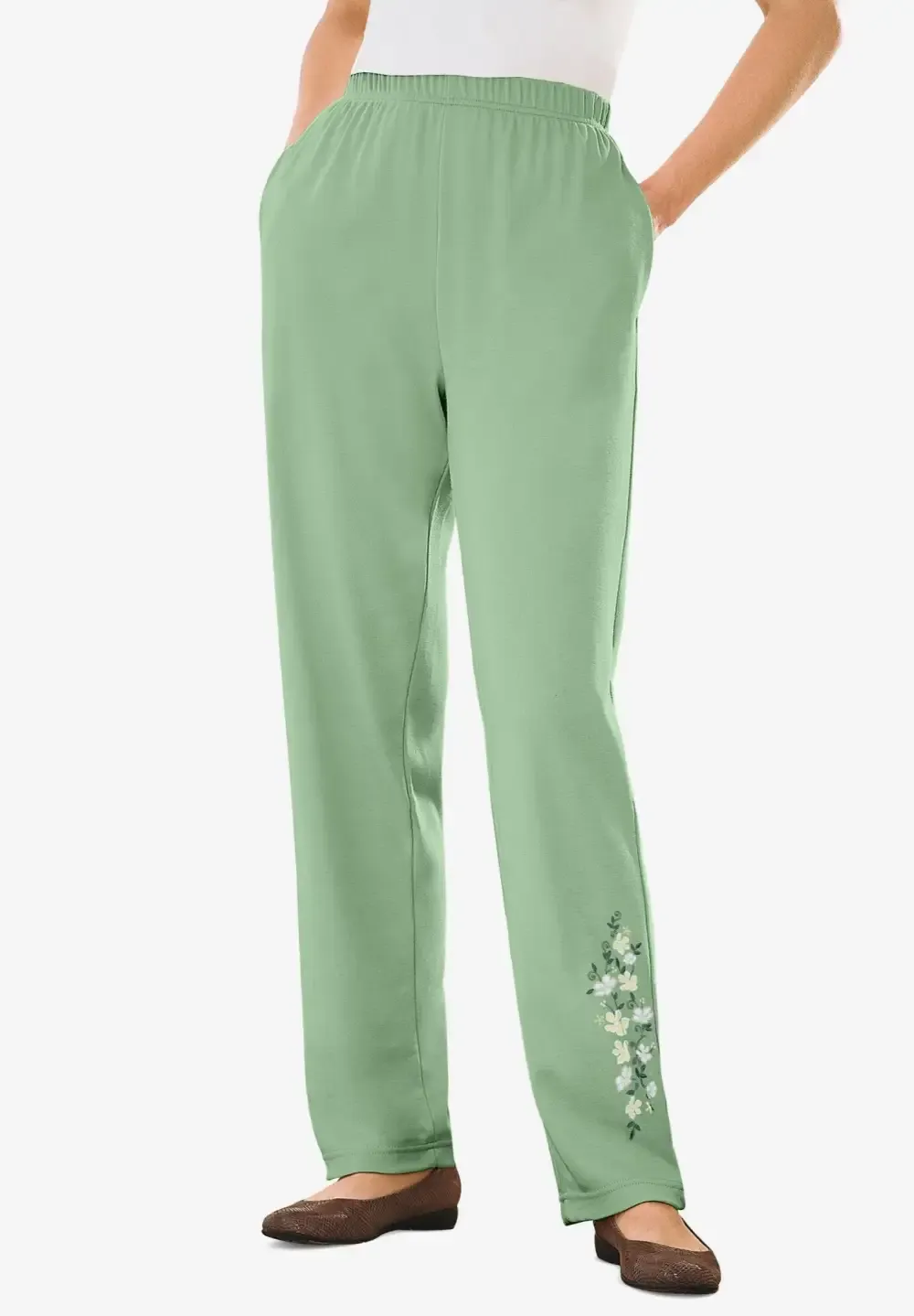 7-Day Embroidery Straight-Leg Pant