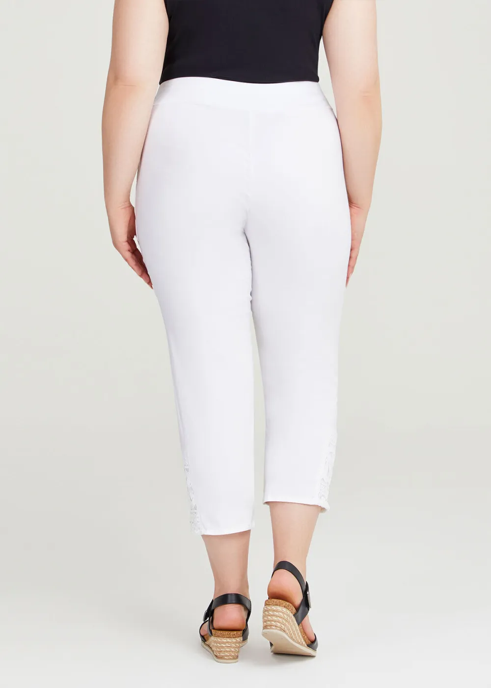 Lace Hem Bamboo Trapeze Crop Pant