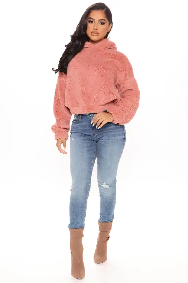 Your Favorite Teddy Bear Pullover Jacket - Mauve