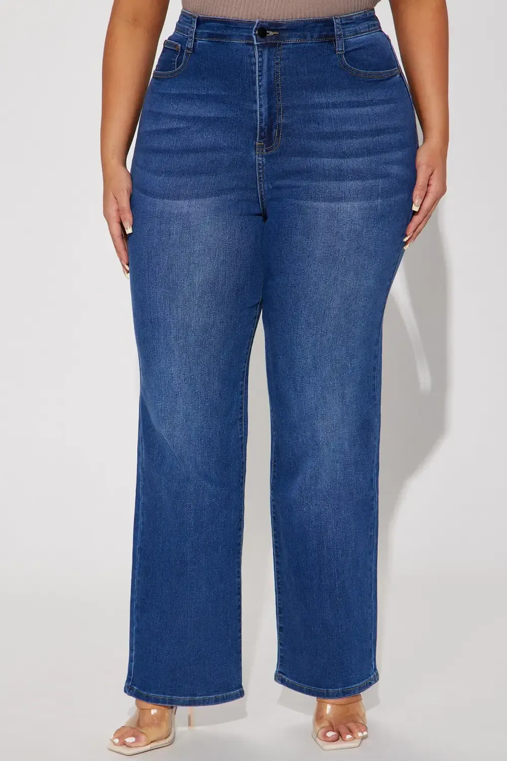Simply Basic Stretch Straight Jeans - Medium Wash