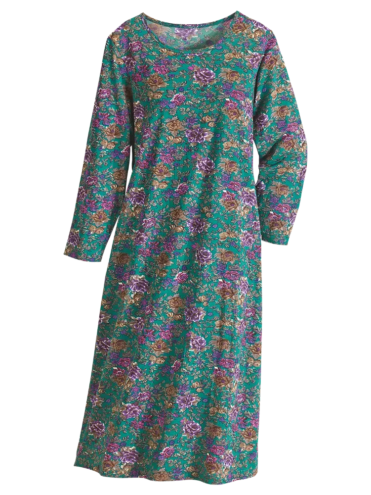 Floral Cotton Knit A-Line Dress