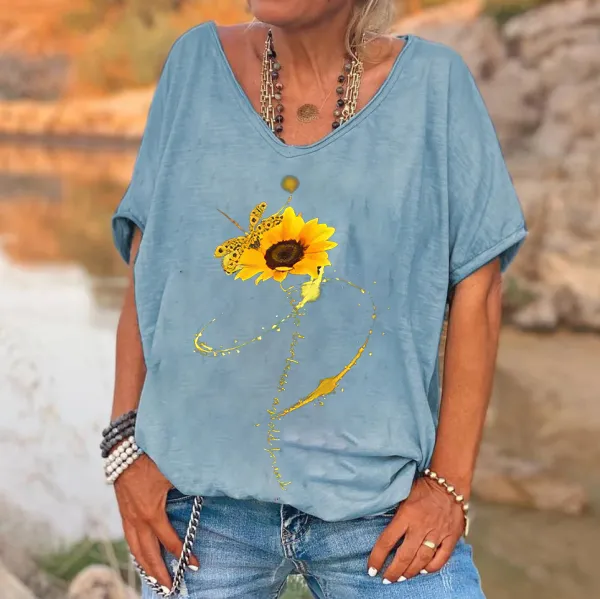 Hello Darkness My Old Friend Flower Print Women's T-shirt