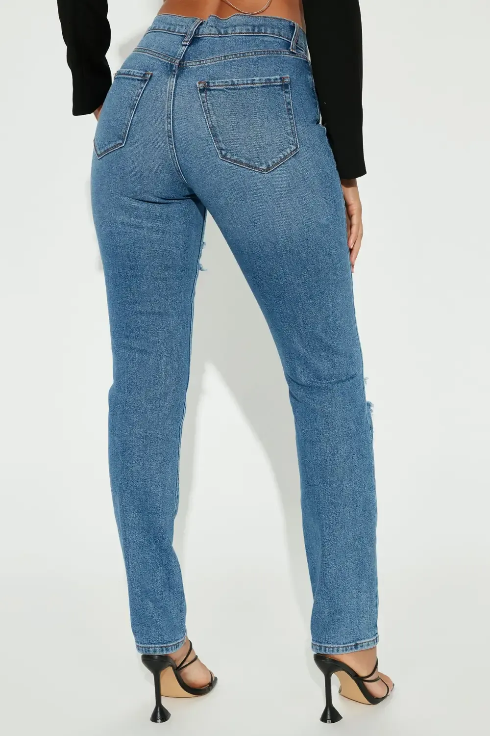 Tall Hometown Cutie Destroyed Mom Jeans - Medium Blue Wash