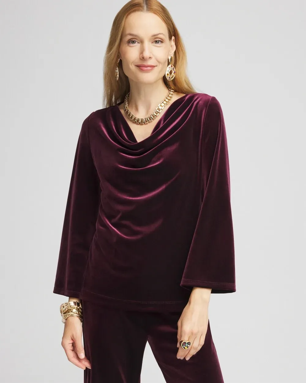 TravelersTM Velvet Cowlneck Top