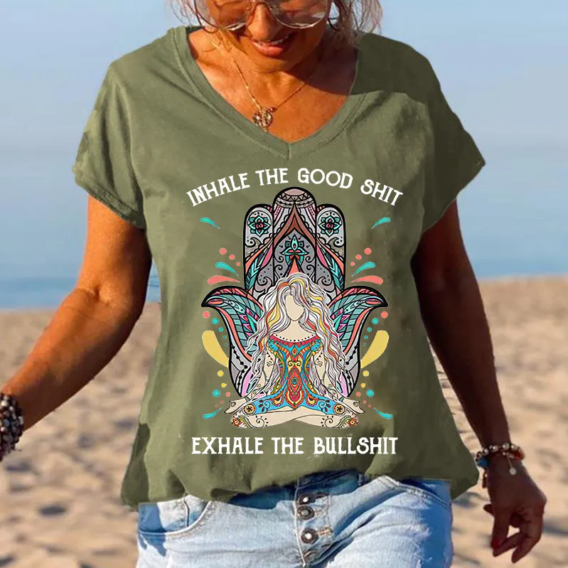Inhale The Good Shit Printed Hippie Tees