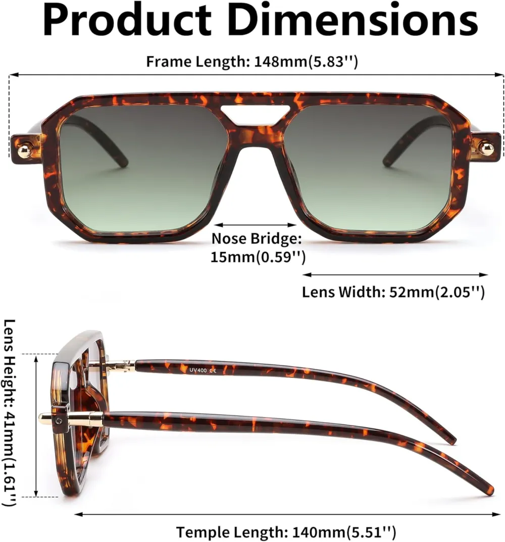 FEISEDY Vintage Square 70s Flat Aviator Sunglasses Women Men Classic Retro Stylish Frame UV400 Sunglasses B2622