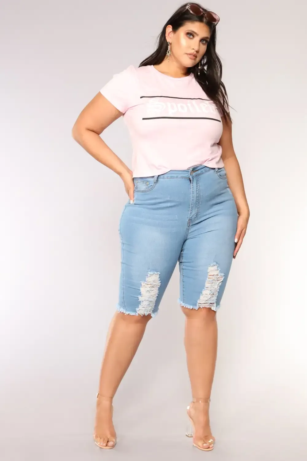 Kassidy Distressed Bermuda Shorts - Light Wash