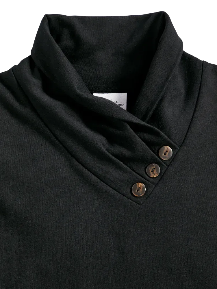 Soft Cotton Terry Cowl-Neck Top