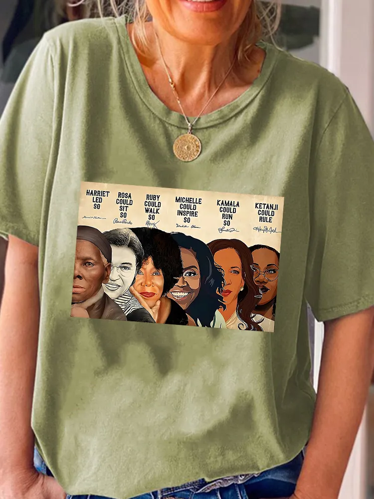 Women'S Harriet Led So Rosa Could Sit So Ruby Could Walk So Michelle Could Inspire So Kamala Could Run So Ketanji Could Rule Round-Neck Short-Sleeved T-Shirt