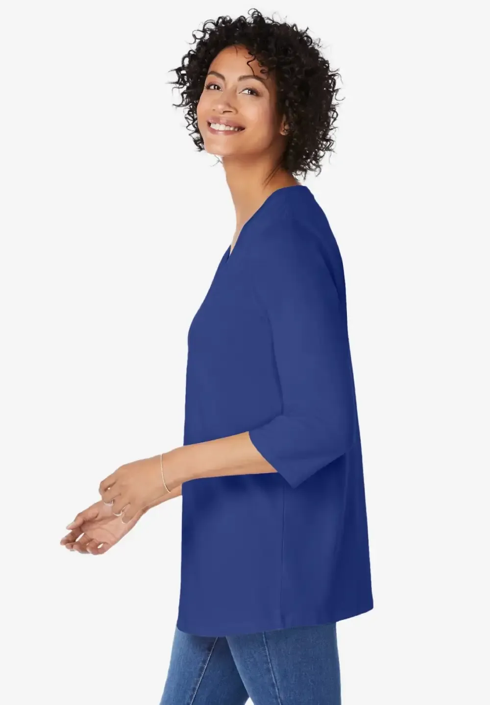 Perfect Three-Quarter Sleeve V-Neck Tunic