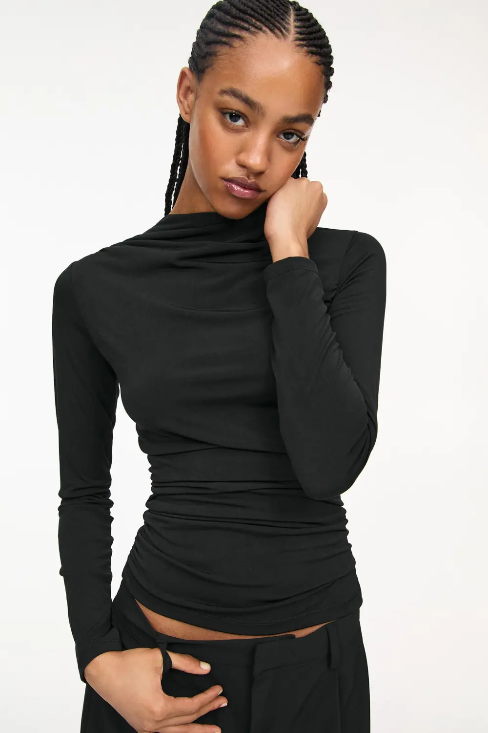 Gathered long sleeve top