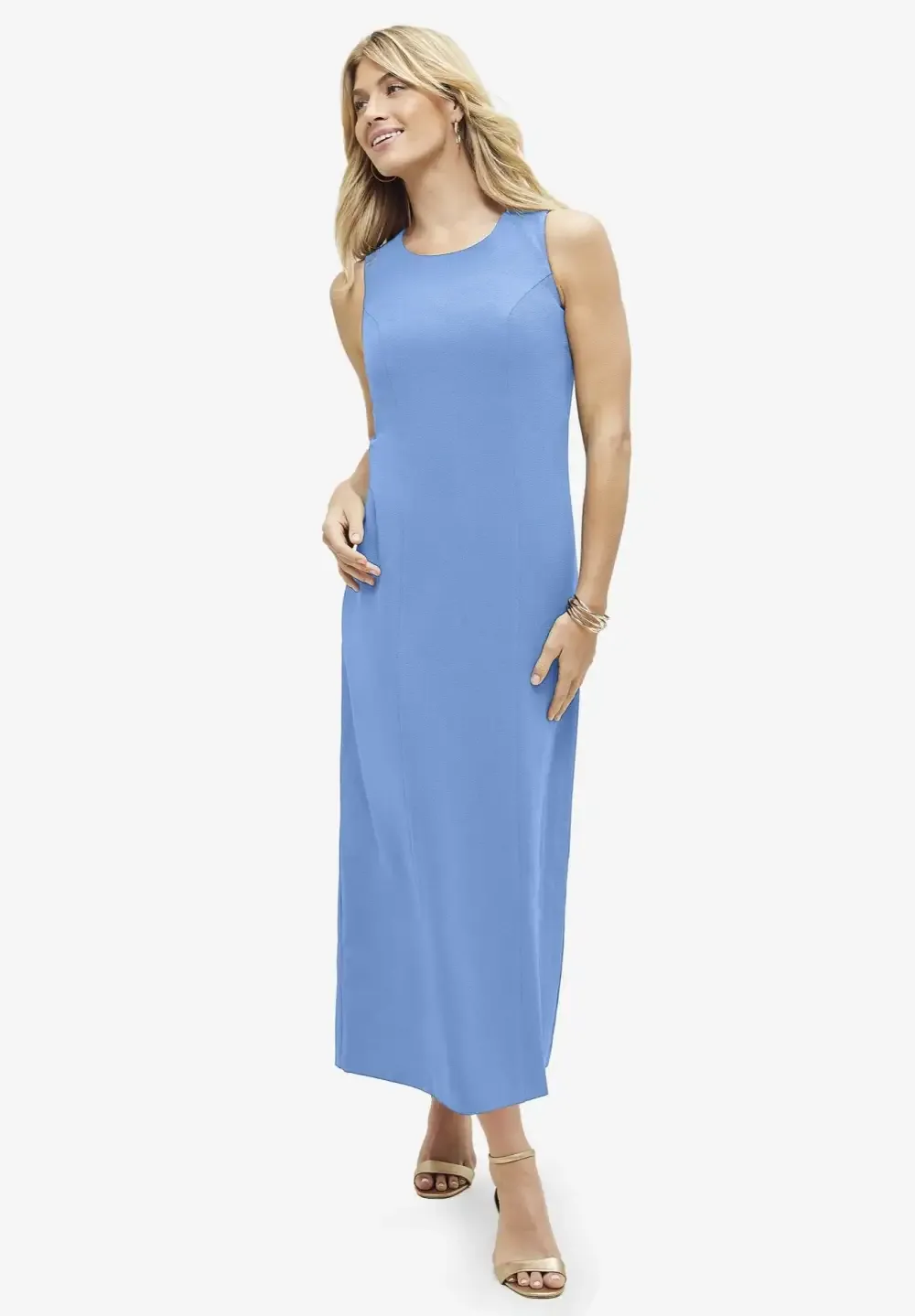 2-Piece Stretch Crepe Single-Breasted Maxi Jacket Dress