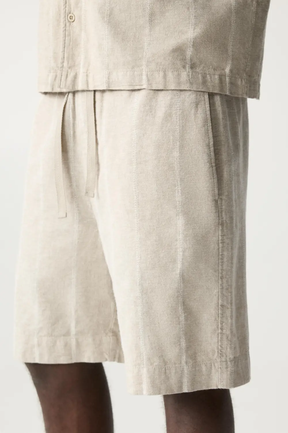 Striped linen blend Bermuda sweatpants