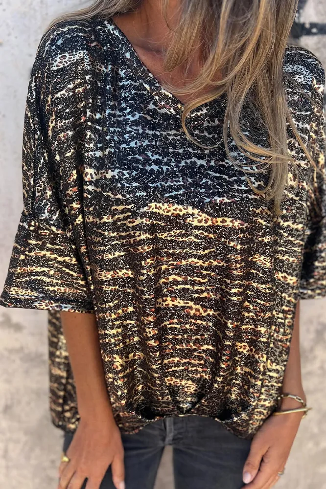 Women's hot stamping loose casual T-shirt