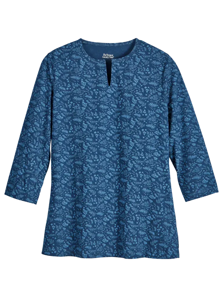 Women's Cotton Knit Notch-Neck Tunic