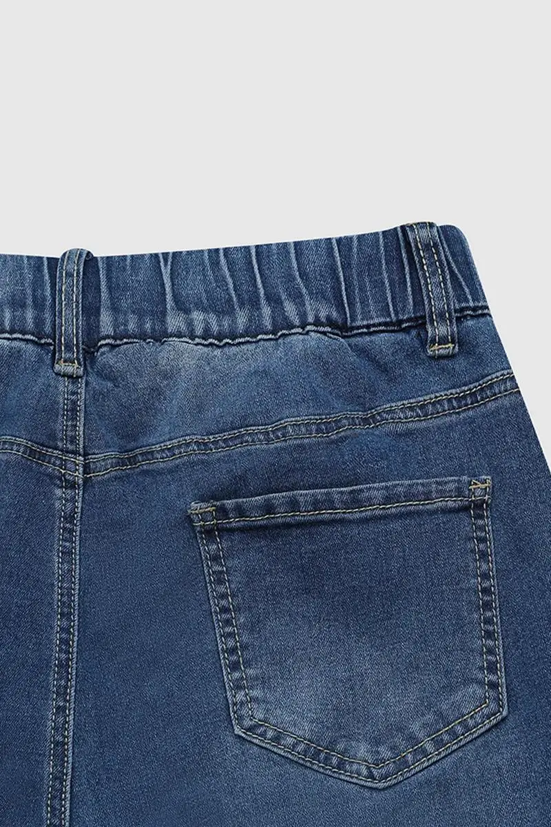 Button Fly Slant Pocket Mid Rise Straight Leg Jeans