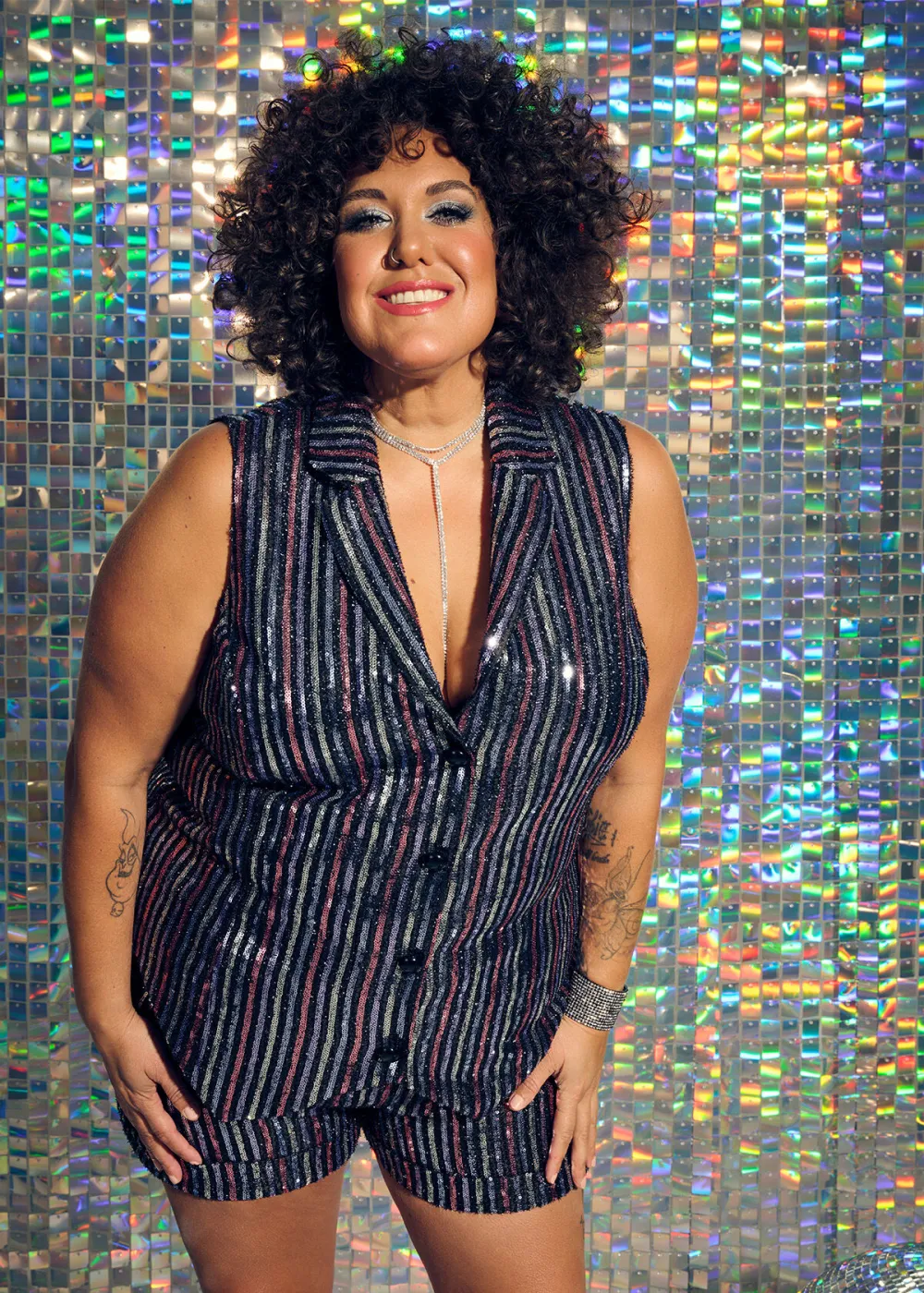 NYE Sequin Stripe Party Vest