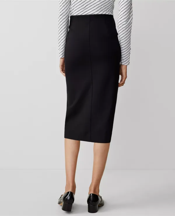 Ponte Pull-On Slit Pencil Skirt