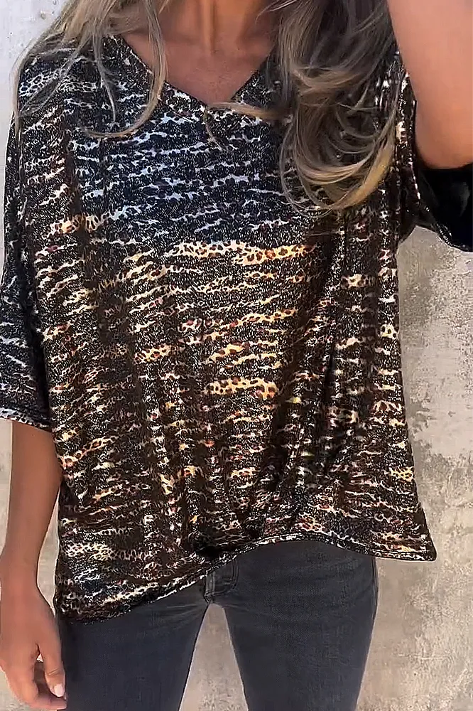 Women's hot stamping loose casual T-shirt