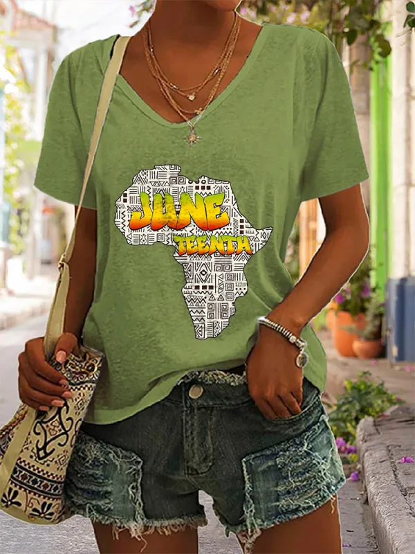 Women'S Juneteenth V-Neck T-Shirt