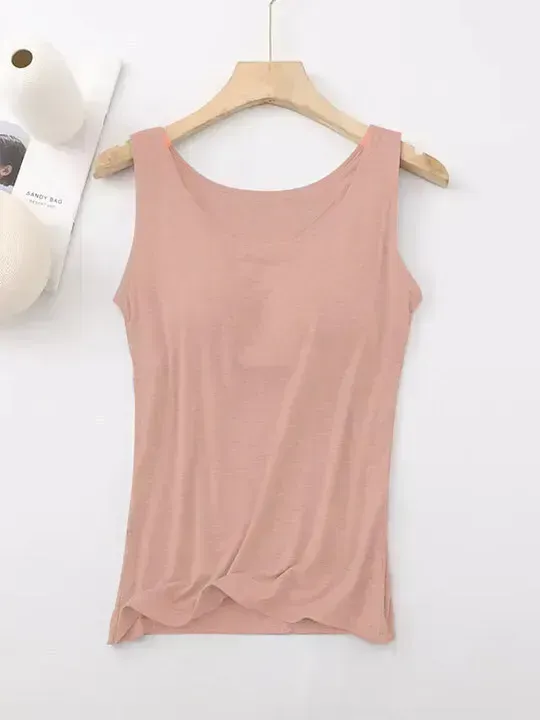 Women's Tank Top with Built-In Bra, Sleeveless Casual Basic Round Neck Regular - 10-Piece Sets