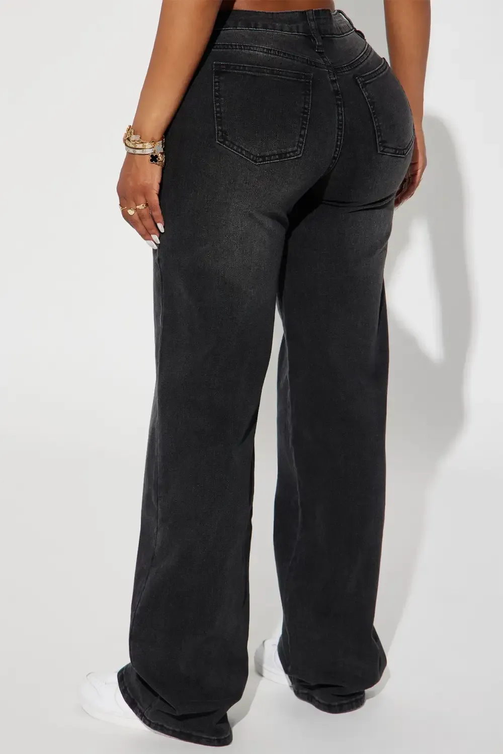 Vita Low Waist Stretch Baggy Jeans - Black Wash