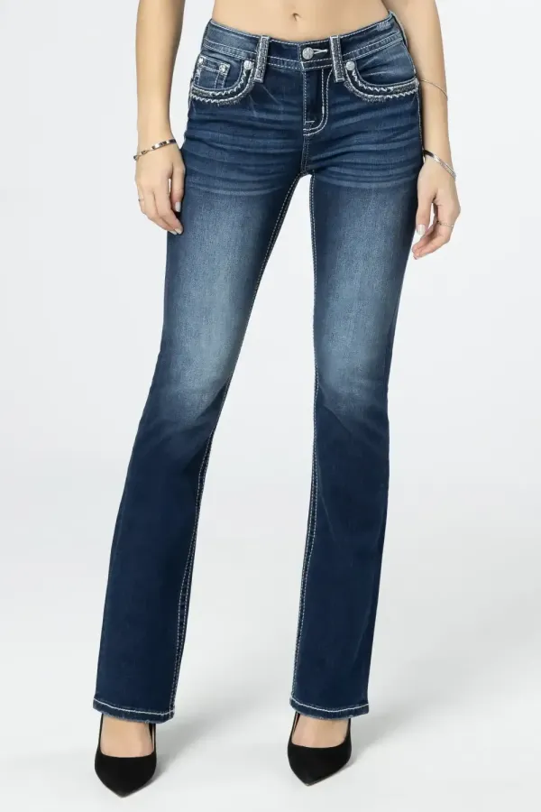 White & Silver Border Bootcut Jeans