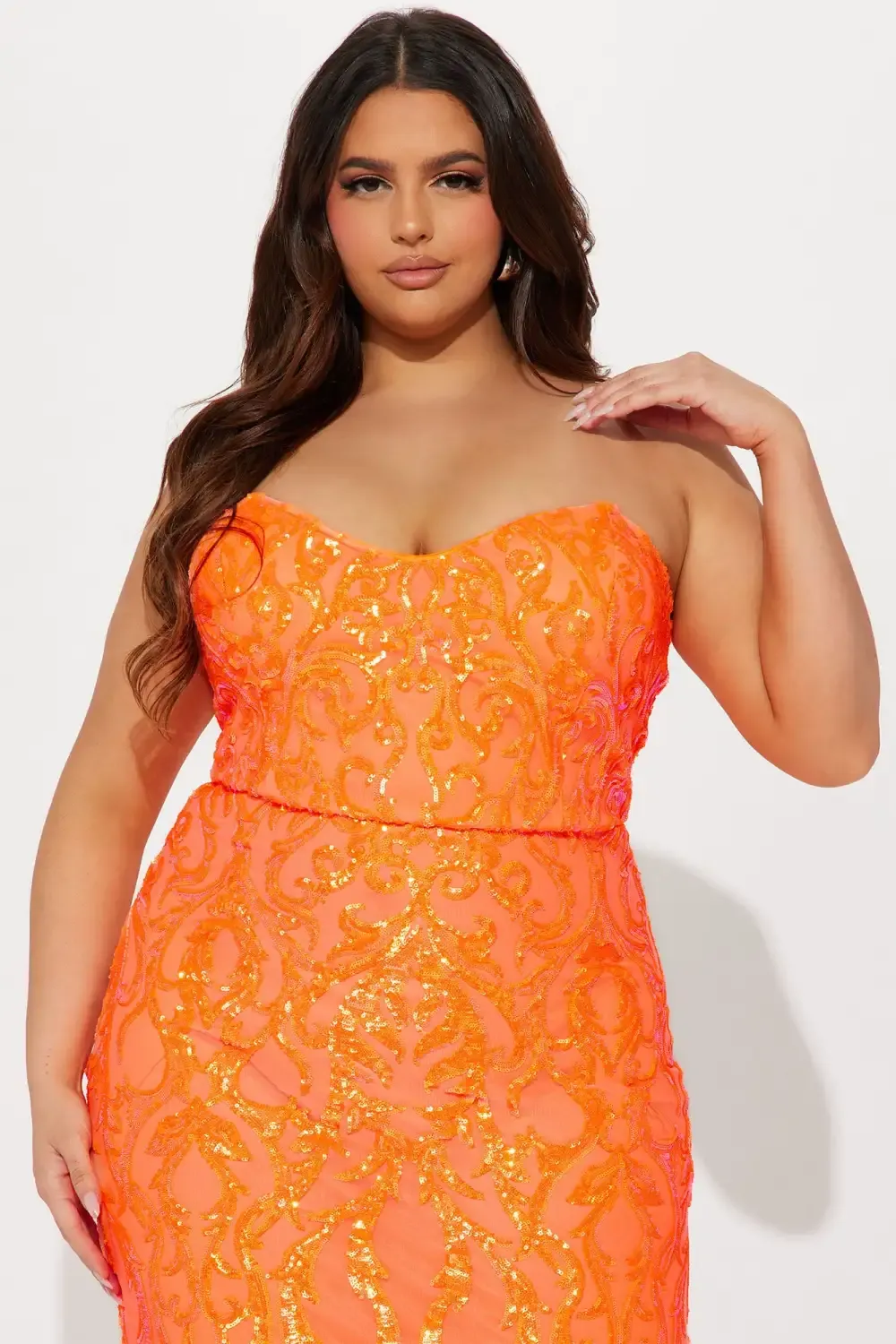 Tifany Sequin Midi Dress - Orange