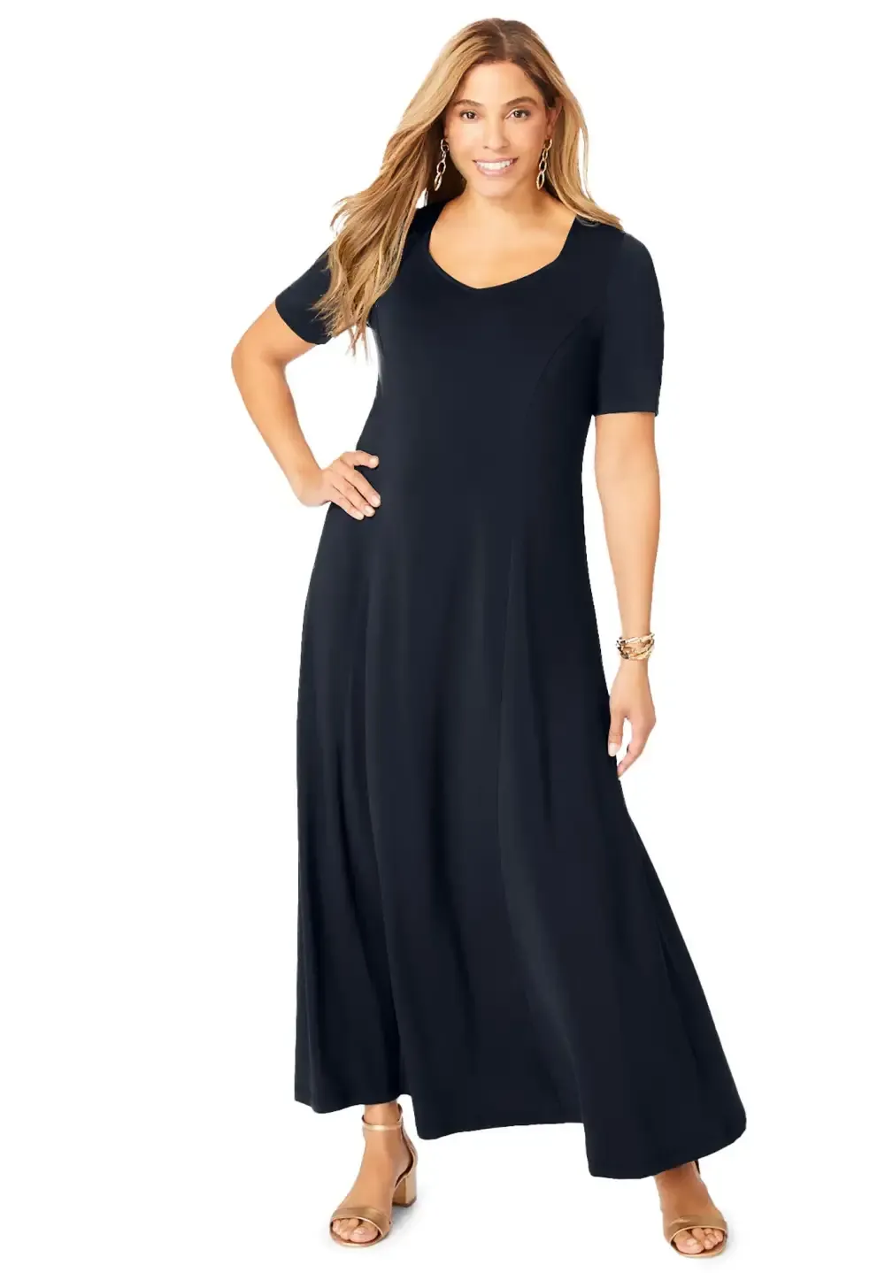 Stretch Knit Sweetheart Maxi Dress