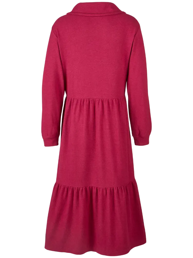 Soft Cowl Neck Tiered Midi Dress